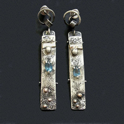 Handcrafted Blue Stone Earrings