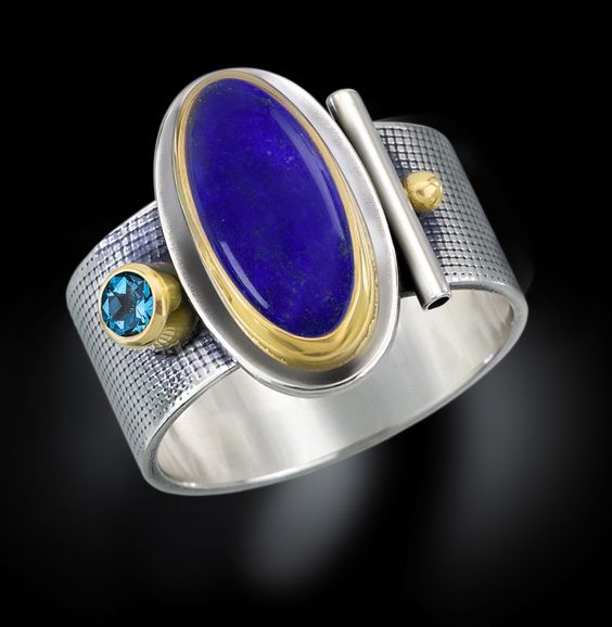 Antique Silver Ring with Blue Oval Stone