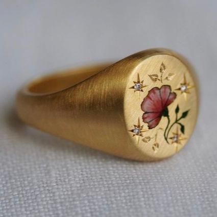 Antique Rose Gold Seal Ring