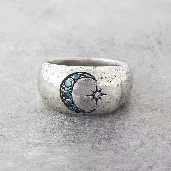 Celestial Star and Moon Ring