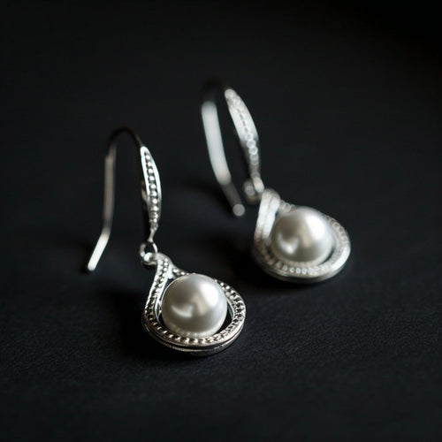 Elegant Silver and Pearl Drop Earrings
