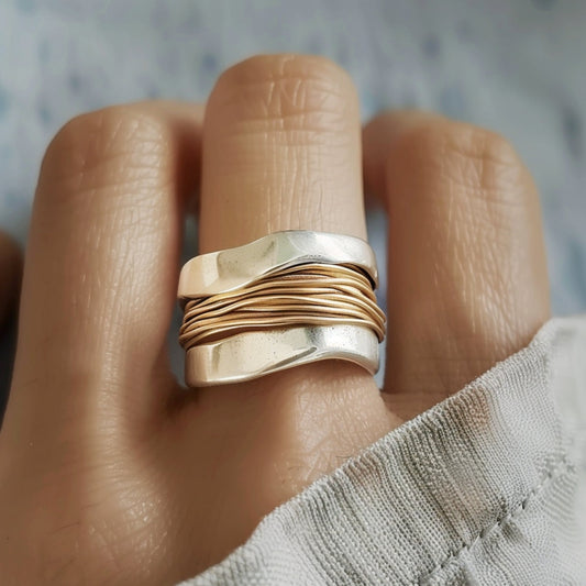 Golden Threaded Silver Band