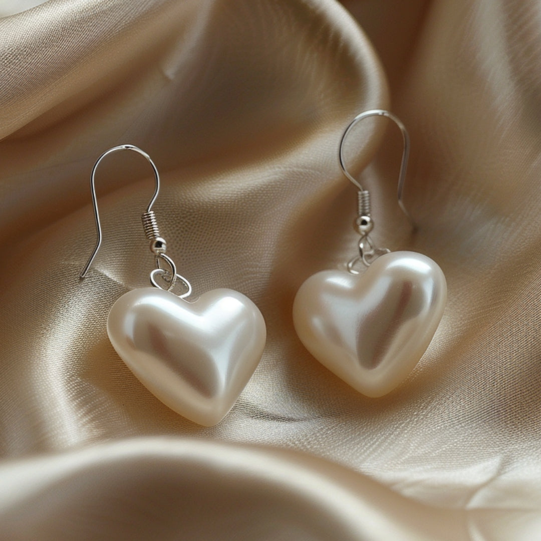 Heart-Shaped Pearl Earrings