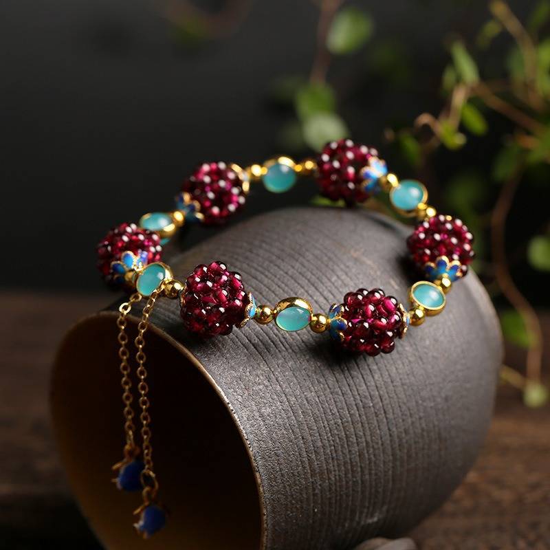 Berry-Colored Natural Stone Bracelet