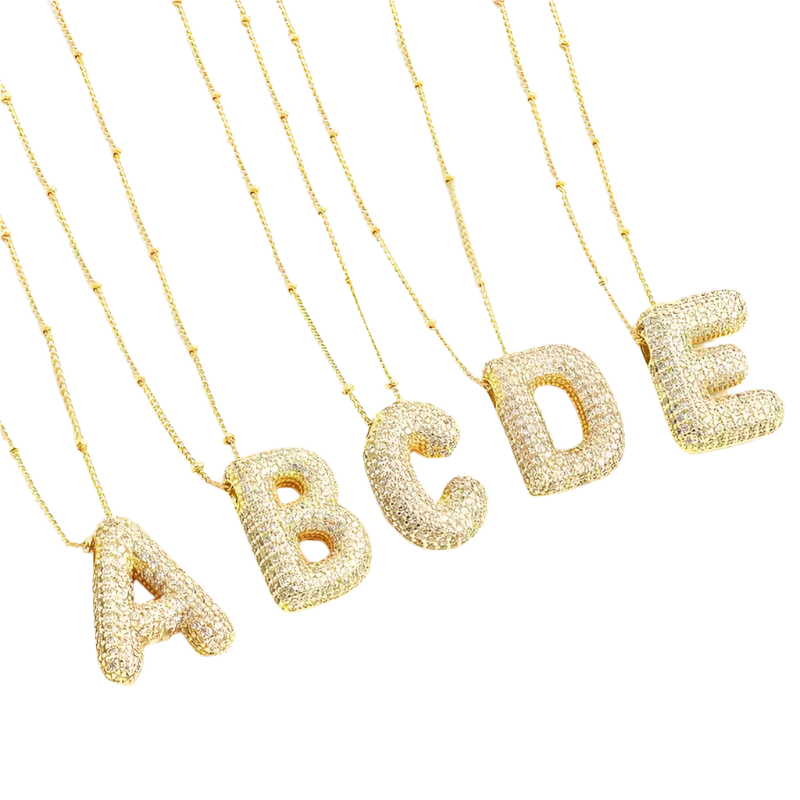 Elegant Gold Letter Pendant Necklace Set