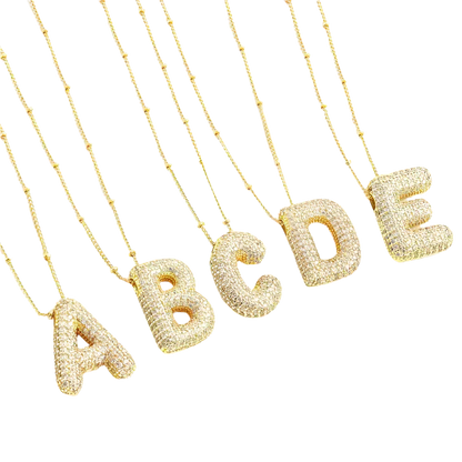 Elegant Gold Letter Pendant Necklace Set