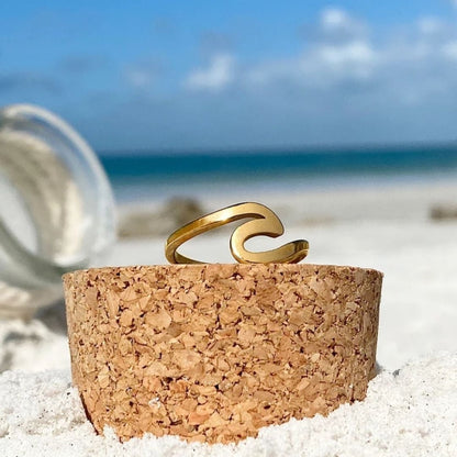 Golden Ocean Wave Ring