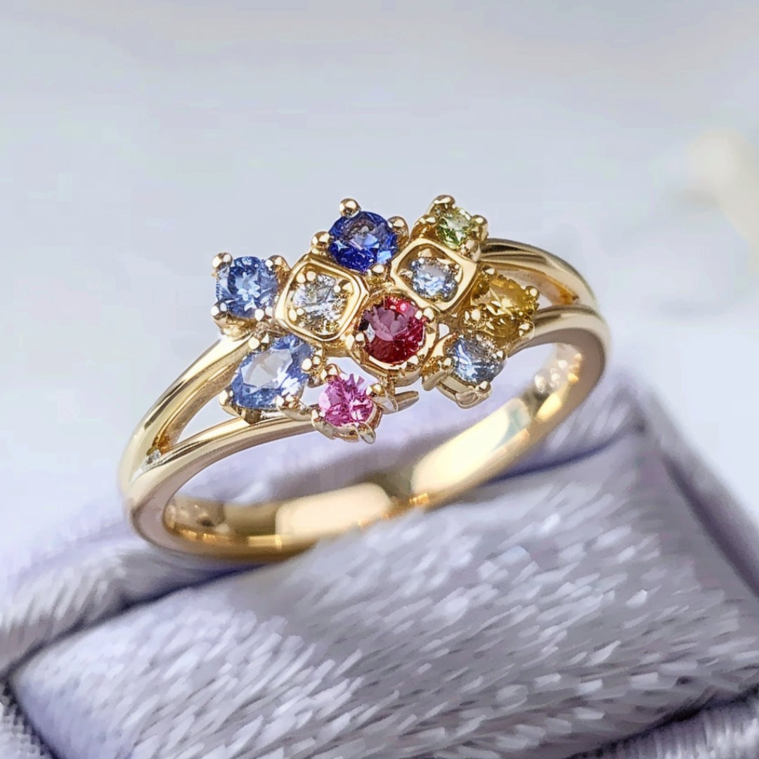 Vibrant Gemstone Gold Ring