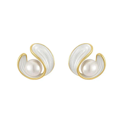 Elegant Gold Earrings Featuring White Opals and Pearls - Buy One, Get One Free!