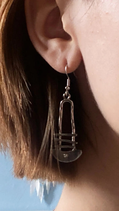 Half-Circle Geometric Staircase Earrings