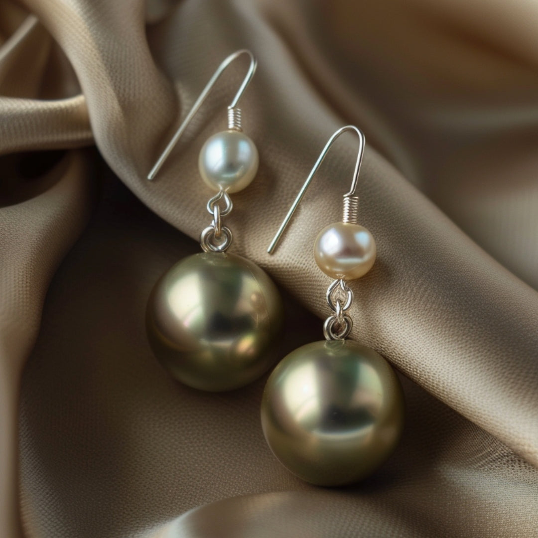 Emerald Green Pearl Earrings