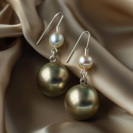 Emerald Green Pearl Earrings