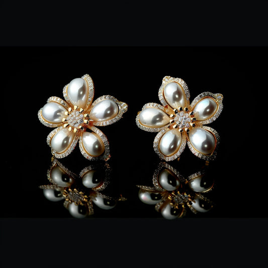 Radiant Pearl Blossom Earrings