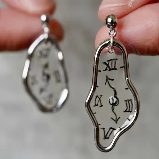 Silver Vintage Clock Earrings