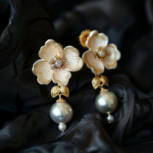 Vibrant Floral Pearl Earrings