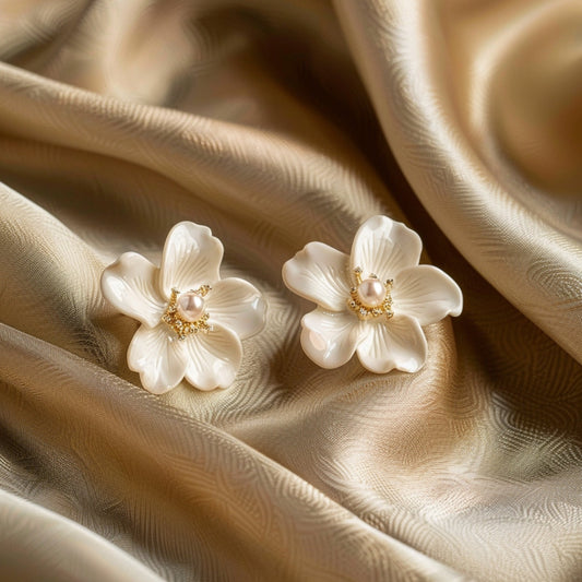 Blossom White Earrings