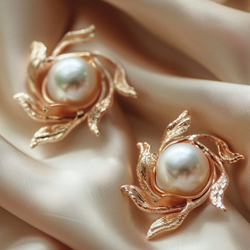 Whirlpool-Inspired Pearl Earrings
