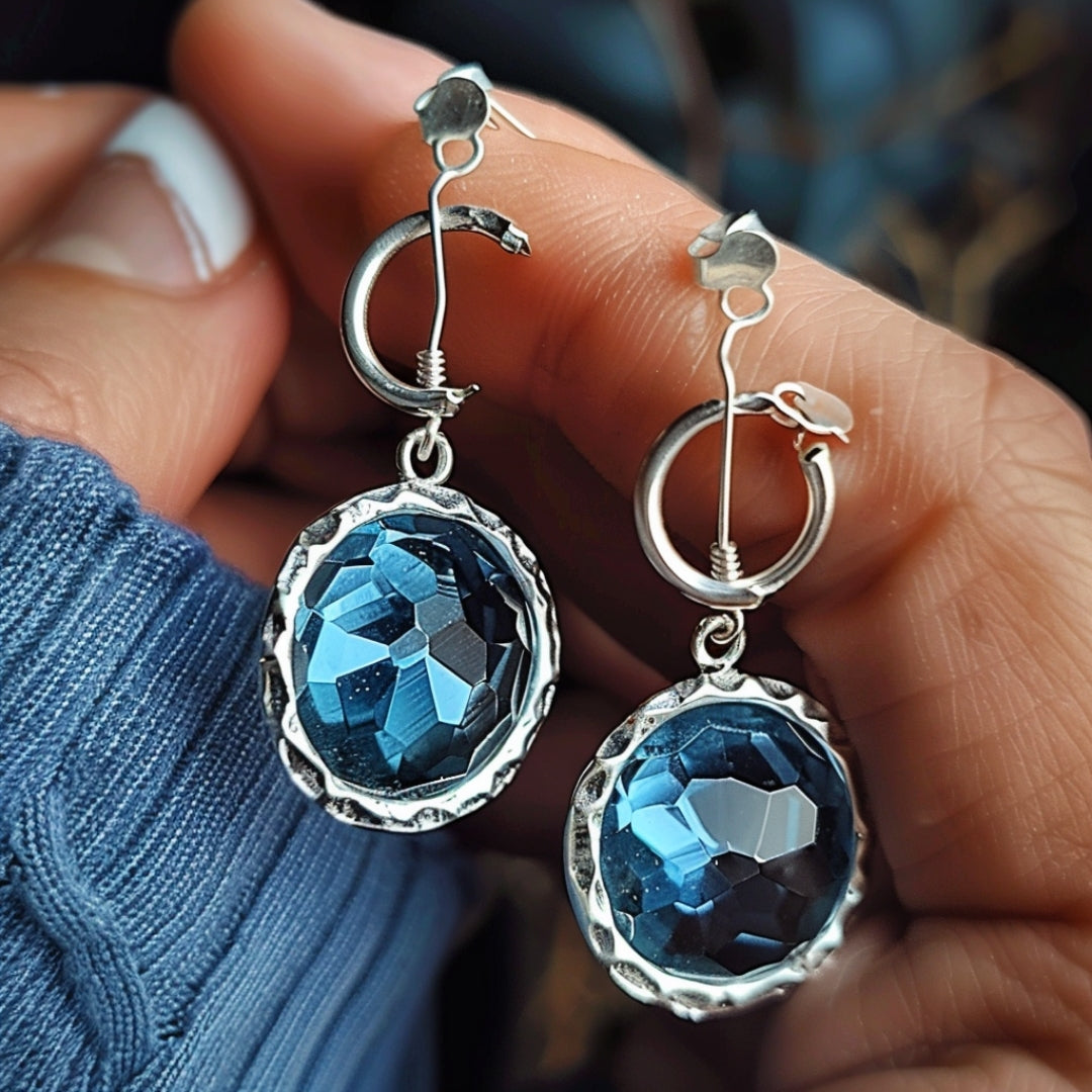 Azure Teardrop Crystal Earrings