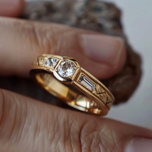 Radiant Golden Zirconia Ring