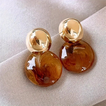 Aurélie Gold Amber Drop Earrings