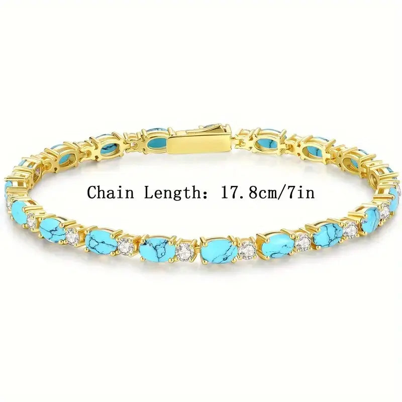 Turquoise Bracelet with Elegant Gold Highlights