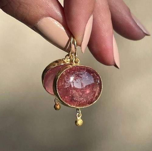 Retro Red Round Glass Earrings