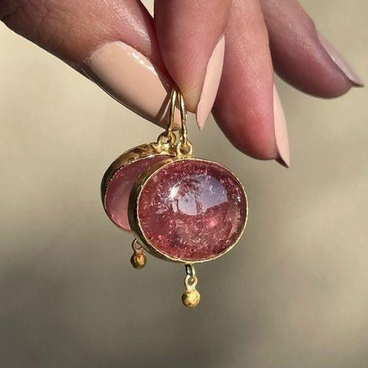 Retro Red Round Glass Earrings