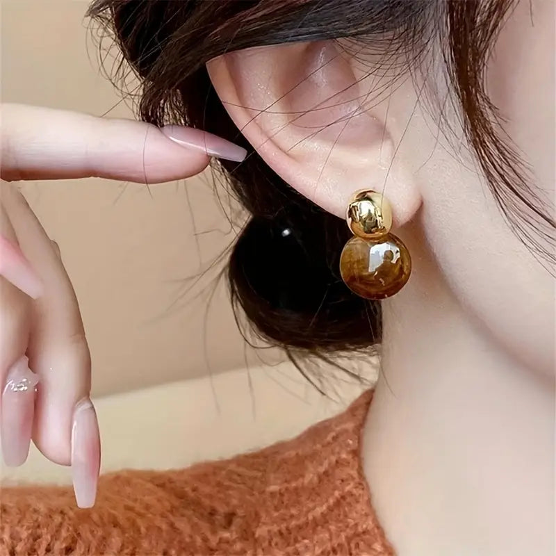 Aurélie Gold Amber Drop Earrings