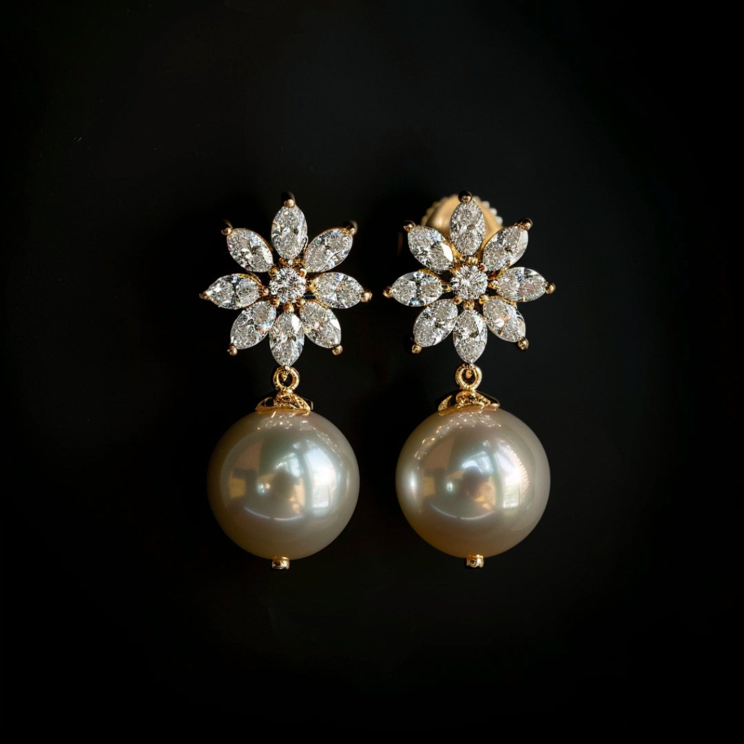 Vibrant Floral and Pearl Earrings