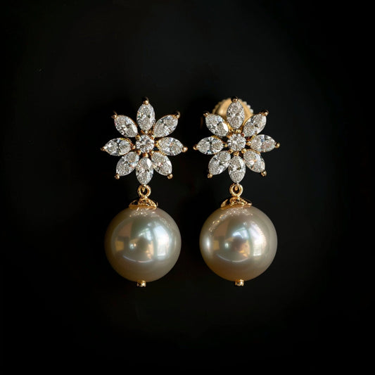 Vibrant Floral and Pearl Earrings