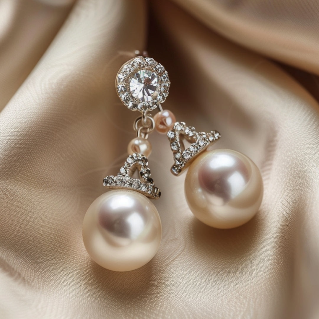 Elegant White Glass Pearl Earrings