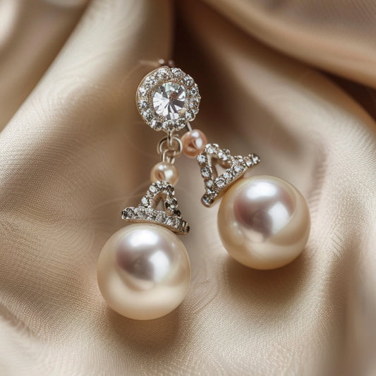 Elegant White Glass Pearl Earrings