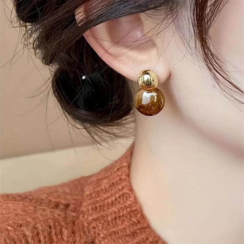 Aurélie Gold Amber Drop Earrings