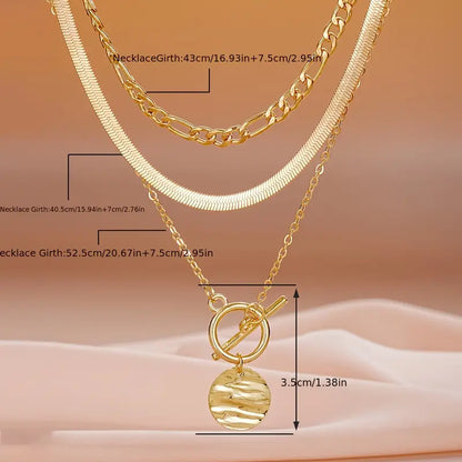 Gold Savira Textured Coin Layering Necklace