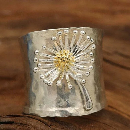 Floral Elegance Wide Band Ring