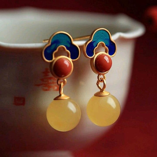 Retro Vibrant Yellow Crystal Earrings