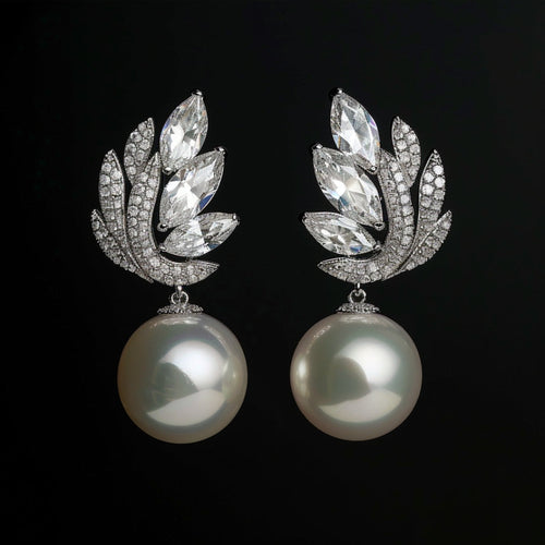 Radiant Zirconia Pearl Earrings