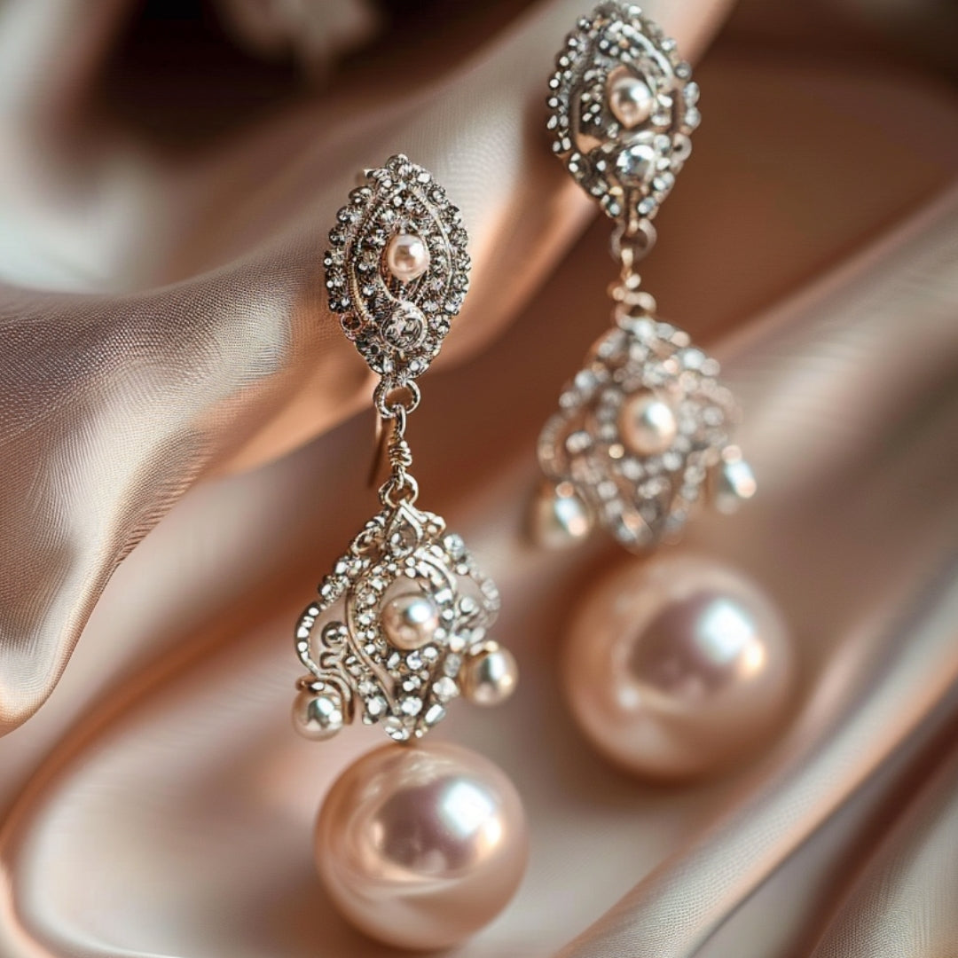 Elegant Rose Gold Pearl Drop Earrings