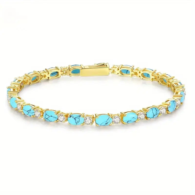 Turquoise Bracelet with Elegant Gold Highlights