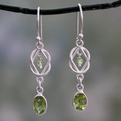 Retro Green Olive Drop Earrings