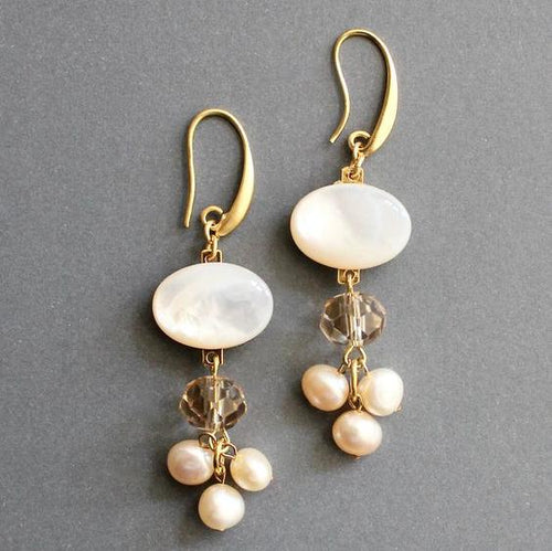 Classic White Stone and Pearl Vintage Earrings