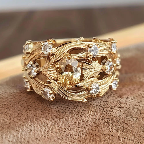 Zirconia Ring with Elegant Gold Layers