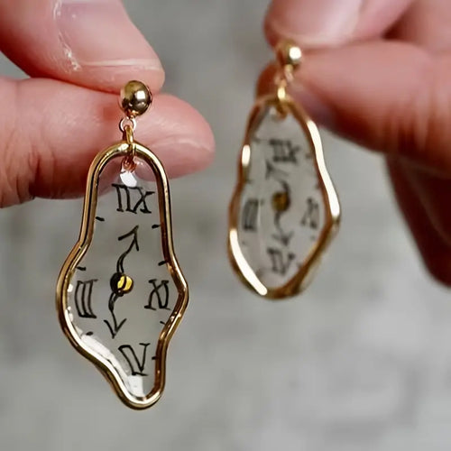 Retro Golden Clock Earrings