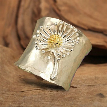 Floral Elegance Wide Band Ring