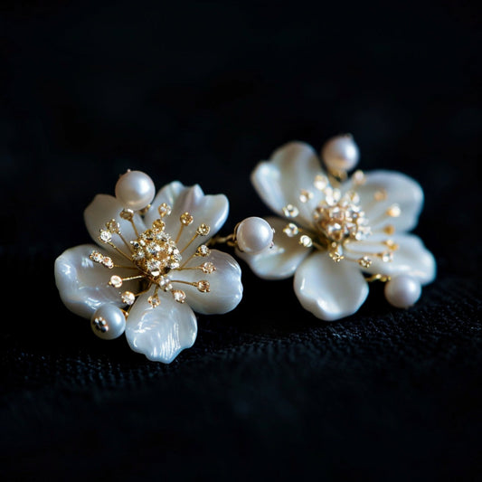 Elegant White Pearl Blossom Earrings