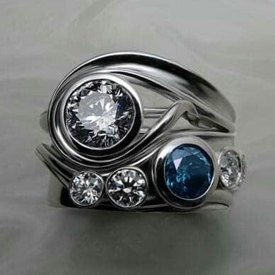 Antique Silver Ring with Blue Stone and Glass Accents