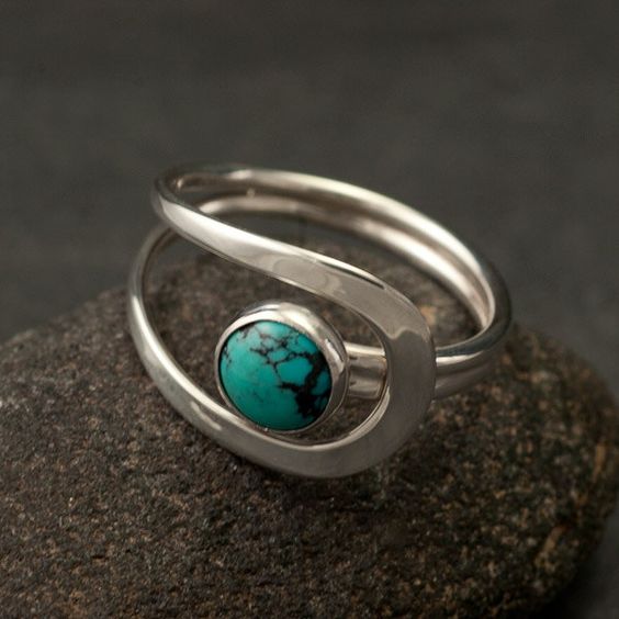 Antique Silver Ring with Blue Stone