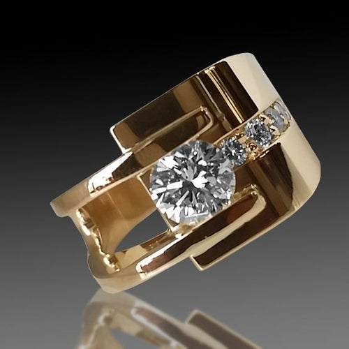 Antique-Inspired Irregular Golden Zirconia Ring