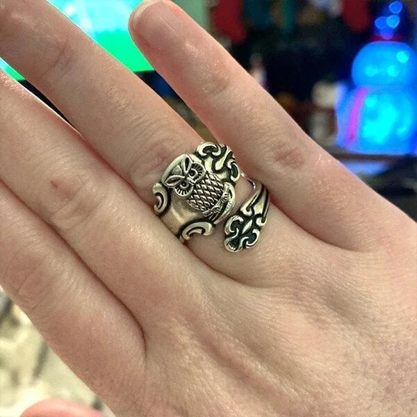 Flexible Owl Spoon Ring
