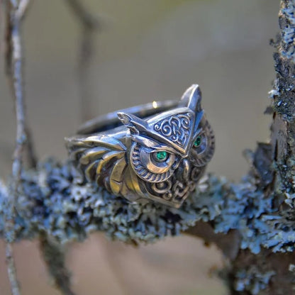 Emerald Owl Ring